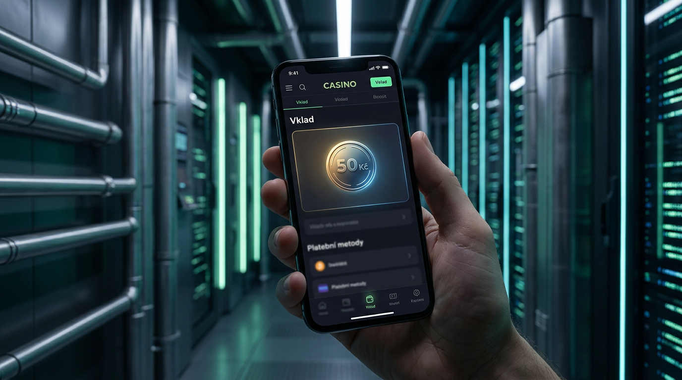 Technologické rozhraní mobilního casina s vkladem 50 Kč.
